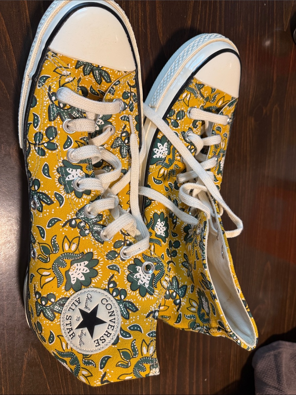 Converse Yellow Floral High Top Sneakers